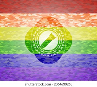 flashlight icon inside lgbt colors emblem. 