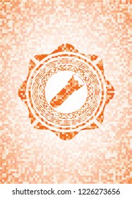 flashlight icon inside orange mosaic emblem with background