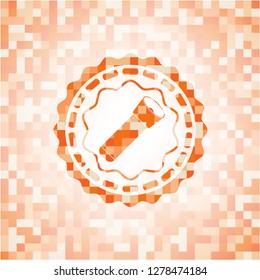 flashlight icon inside orange mosaic emblem