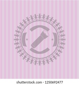 flashlight icon inside pink emblem. Vintage.