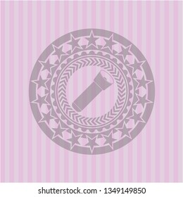 flashlight icon inside pink emblem. Vintage.