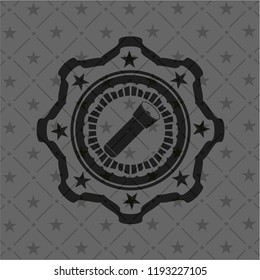 flashlight icon inside realistic black emblem
