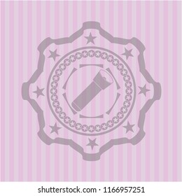 flashlight icon inside realistic pink emblem