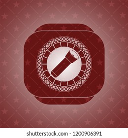 flashlight icon inside realistic red emblem