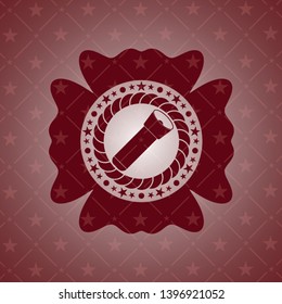 flashlight icon inside realistic red emblem