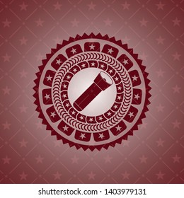 flashlight icon inside realistic red emblem