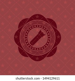 flashlight icon inside realistic red emblem