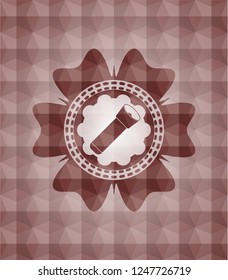 flashlight icon inside red badge with geometric pattern. Seamless.