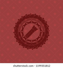 flashlight icon inside red emblem. Vintage.