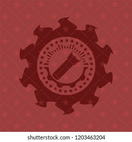flashlight icon inside red icon or emblem