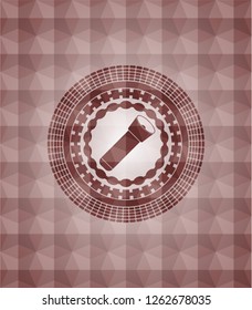 flashlight icon inside red emblem with geometric pattern. Seamless.