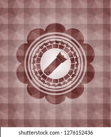 flashlight icon inside red emblem or badge with geometric pattern background. Seamless.