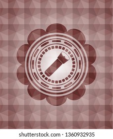flashlight icon inside red emblem or badge with abstract geometric pattern background. Seamless.
