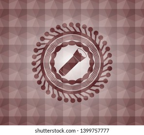 flashlight icon inside red emblem with geometric pattern. Seamless.