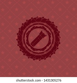 flashlight icon inside red emblem. Vintage.