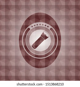 flashlight icon inside red emblem or badge with geometric pattern background. Seamless.