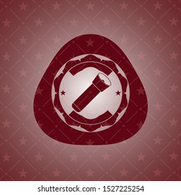 flashlight icon inside red emblem. Vintage.