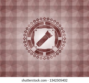 flashlight icon inside red geometric pattern emblem. Seamless.