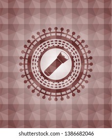 flashlight icon inside red geometric emblem. Seamless.