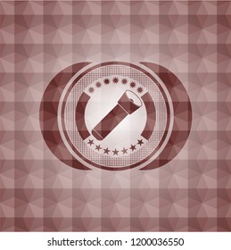 flashlight icon inside red seamless badge with geometric background.