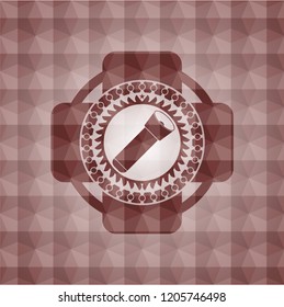 flashlight icon inside red seamless geometric pattern emblem. Seamless.