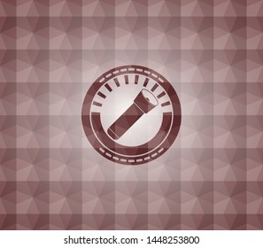 flashlight icon inside red seamless badge with geometric pattern.