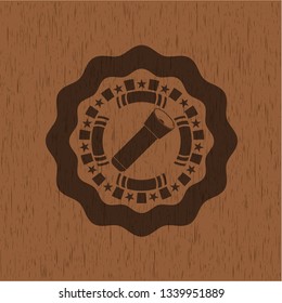 flashlight icon inside retro style wood emblem