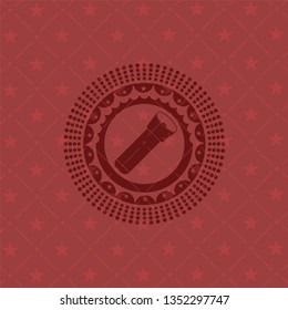 flashlight icon inside retro style red emblem