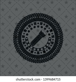flashlight icon inside retro style black emblem
