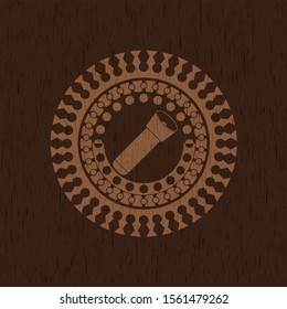 flashlight icon inside retro style wooden emblem