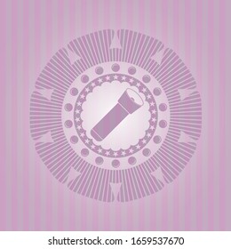 flashlight icon inside retro style pink emblem