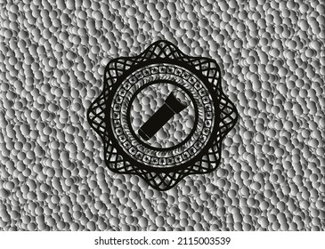 flashlight icon inside retro style black emblem with grey bubbles background. Vector Illustration. Detailed. 