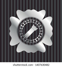 flashlight icon inside silver badge or emblem