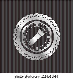 flashlight icon inside silver shiny emblem