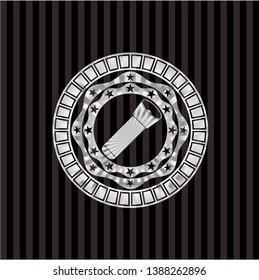 flashlight icon inside silver shiny badge