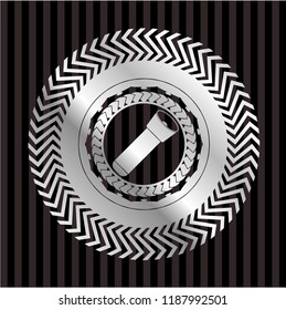 flashlight icon inside silvery badge