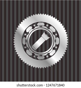 flashlight icon inside silvery badge