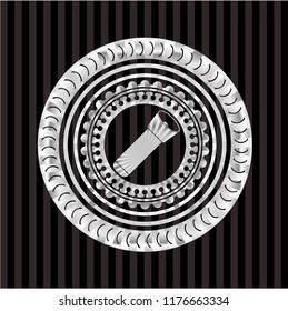 flashlight icon inside silvery shiny badge