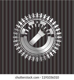 flashlight icon inside silvery shiny emblem