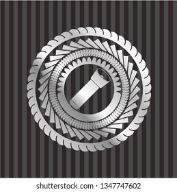 flashlight icon inside silvery shiny badge