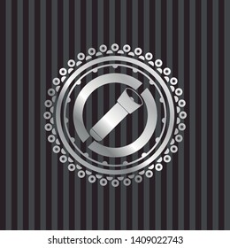flashlight icon inside silvery shiny emblem