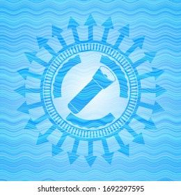 icono de la linterna dentro del emblema del estilo azul del cielo.