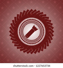 flashlight icon inside vintage red emblem