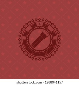 flashlight icon inside vintage red emblem