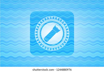flashlight icon inside water emblem.