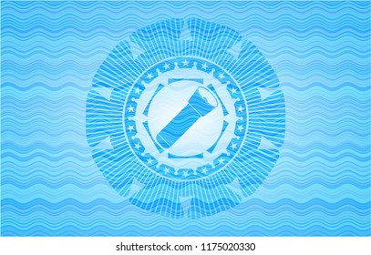 flashlight icon inside water wave representation emblem.
