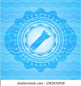 flashlight icon inside water wave representation badge.