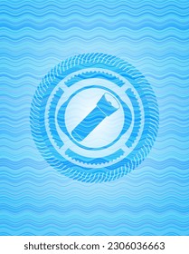 flashlight icon inside water wave concept badge. 