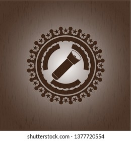 flashlight icon inside wooden signboards