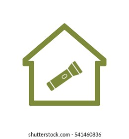 Flashlight  icon, isolated. Flat design.